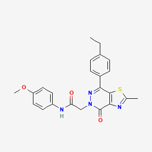 molecular formula C23H22N4O3S B2408380 2-(7-(4-乙基苯基)-2-甲基-4-氧代噻唑并[4,5-d]嘧啶-5(4H)-基)-N-(4-甲氧基苯基)乙酰胺 CAS No. 941969-15-9