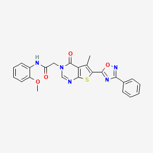 molecular formula C24H19N5O4S B2408391 N-(2-methoxyphenyl)-2-(5-methyl-4-oxo-6-(3-phenyl-1,2,4-oxadiazol-5-yl)thieno[2,3-d]pyrimidin-3(4H)-yl)acetamide CAS No. 1242896-00-9