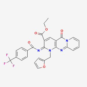 molecular formula C27H19F3N4O5 B2408401 (E)-ethyl 1-(furan-2-ylmethyl)-5-oxo-2-((4-(trifluoromethyl)benzoyl)imino)-2,5-dihydro-1H-dipyrido[1,2-a:2',3'-d]pyrimidine-3-carboxylate CAS No. 685860-24-6