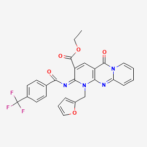 ethyl 7-(furan-2-ylmethyl)-2-oxo-6-[4-(trifluoromethyl)benzoyl]imino-1,7,9-triazatricyclo[8.4.0.03,8]tetradeca-3(8),4,9,11,13-pentaene-5-carboxylate