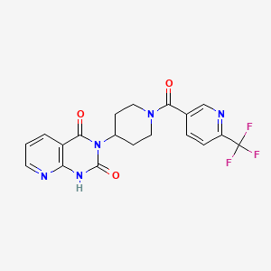 molecular formula C19H16F3N5O3 B2408410 3-(1-(6-(trifluoromethyl)nicotinoyl)piperidin-4-yl)pyrido[2,3-d]pyrimidine-2,4(1H,3H)-dione CAS No. 2034520-57-3