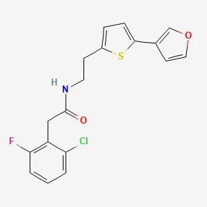 molecular formula C18H15ClFNO2S B2408414 2-(2-chloro-6-fluorophenyl)-N-(2-(5-(furan-3-yl)thiophen-2-yl)ethyl)acetamide CAS No. 2034566-59-9