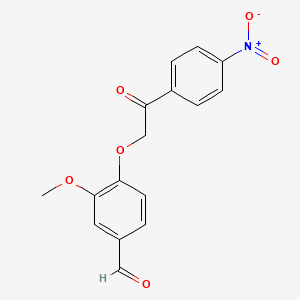 molecular formula C16H13NO6 B2408417 3-甲氧基-4-[2-(4-硝基苯基)-2-氧代乙氧基]苯甲醛 CAS No. 723333-43-5