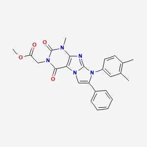 molecular formula C25H23N5O4 B2408418 methyl 2-(8-(3,4-dimethylphenyl)-1-methyl-2,4-dioxo-7-phenyl-1H-imidazo[2,1-f]purin-3(2H,4H,8H)-yl)acetate CAS No. 896293-91-7