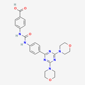 molecular formula C25H27N7O5 B2408419 4-[({4-[双(吗啉-4-基)-1,3,5-三嗪-2-基]苯基}氨基羰基)氨基]苯甲酸 CAS No. 1197160-66-9