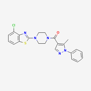 molecular formula C22H20ClN5OS B2408420 (4-(4-氯苯并[d]噻唑-2-基)哌嗪-1-基)(5-甲基-1-苯基-1H-吡唑-4-基)甲酮 CAS No. 1171350-46-1