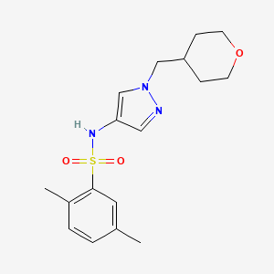 molecular formula C17H23N3O3S B2408421 2,5-二甲基-N-(1-((四氢-2H-吡喃-4-基)甲基)-1H-吡唑-4-基)苯磺酰胺 CAS No. 1705712-75-9