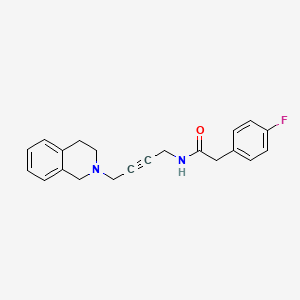 molecular formula C21H21FN2O B2408422 N-(4-(3,4-dihydroisoquinolin-2(1H)-yl)but-2-yn-1-yl)-2-(4-fluorophenyl)acetamide CAS No. 1351596-18-3