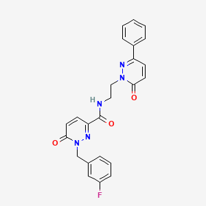molecular formula C24H20FN5O3 B2408430 1-(3-fluorobenzyl)-6-oxo-N-(2-(6-oxo-3-phenylpyridazin-1(6H)-yl)ethyl)-1,6-dihydropyridazine-3-carboxamide CAS No. 1219844-28-6