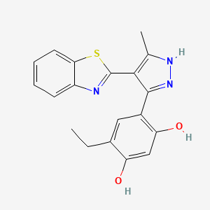 molecular formula C19H17N3O2S B2408435 4-(4-Benzothiazol-2-yl-5-methyl-1H-pyrazol-3-yl)-6-ethyl-benzene-1,3-diol CAS No. 300826-23-7