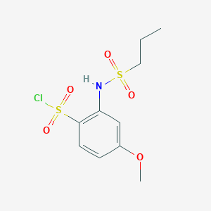 molecular formula C10H14ClNO5S2 B2408436 4-Methoxy-2-(propane-1-sulfonamido)benzene-1-sulfonyl chloride CAS No. 1423033-60-6