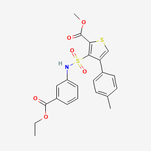 molecular formula C22H21NO6S2 B2408437 Methyl 3-({[3-(ethoxycarbonyl)phenyl]amino}sulfonyl)-4-(4-methylphenyl)thiophene-2-carboxylate CAS No. 941889-15-2