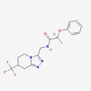 molecular formula C17H19F3N4O2 B2408447 2-苯氧基-N-((7-(三氟甲基)-5,6,7,8-四氢-[1,2,4]三唑并[4,3-a]吡啶-3-基)甲基)丙酰胺 CAS No. 2034294-53-4