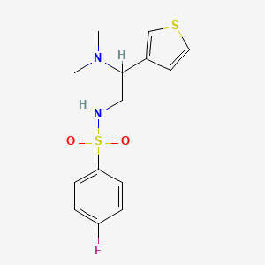 molecular formula C14H17FN2O2S2 B2408462 N-[2-(dimethylamino)-2-(thiophen-3-yl)ethyl]-4-fluorobenzene-1-sulfonamide CAS No. 946304-01-4