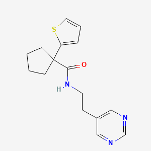 molecular formula C16H19N3OS B2408469 N-(2-(pyrimidin-5-yl)ethyl)-1-(thiophen-2-yl)cyclopentanecarboxamide CAS No. 2034511-88-9