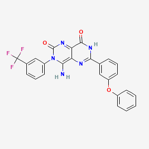 molecular formula C25H16F3N5O3 B2408471 4-亚氨基-6-(3-苯氧基苯基)-3-(3-(三氟甲基)苯基)-1,3,7-三氢-5,7-二氮杂喹唑啉-2,8-二酮 CAS No. 1119391-77-3