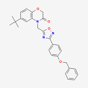molecular formula C28H27N3O4 B2408472 4-((3-(4-(benzyloxy)phenyl)-1,2,4-oxadiazol-5-yl)methyl)-6-(tert-butyl)-2H-benzo[b][1,4]oxazin-3(4H)-one CAS No. 1359051-90-3