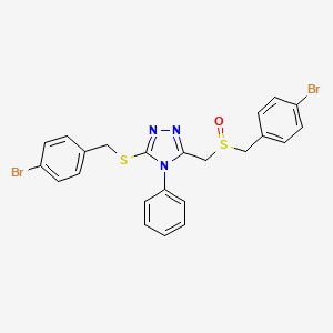 molecular formula C23H19Br2N3OS2 B2408475 3-[(4-bromobenzyl)sulfanyl]-5-{[(4-bromobenzyl)sulfinyl]methyl}-4-phenyl-4H-1,2,4-triazole CAS No. 344274-77-7