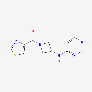 molecular formula C11H11N5OS B2408485 N-[1-(1,3-噻唑-4-羰基)氮杂环丁-3-基]嘧啶-4-胺 CAS No. 2097869-39-9