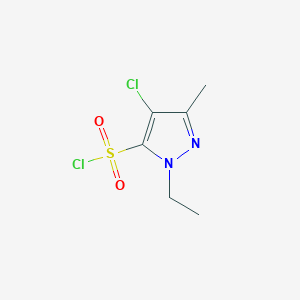 molecular formula C6H8Cl2N2O2S B2408492 4-chloro-1-ethyl-3-methyl-1H-pyrazole-5-sulfonyl chloride CAS No. 1245823-91-9