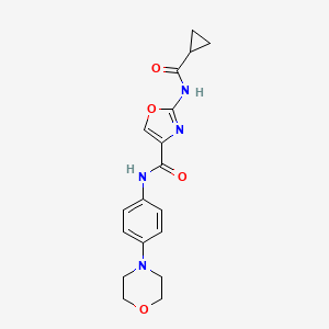 molecular formula C18H20N4O4 B2408493 2-(环丙基甲酰胺基)-N-(4-吗啉基苯基)噁唑-4-甲酰胺 CAS No. 1396793-24-0