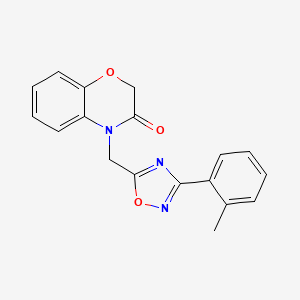 molecular formula C18H15N3O3 B2408497 4-((3-(o-tolyl)-1,2,4-oxadiazol-5-yl)methyl)-2H-benzo[b][1,4]oxazin-3(4H)-one CAS No. 1358889-68-5