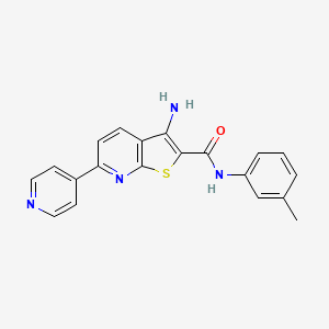 molecular formula C20H16N4OS B2408501 3-amino-N-(3-methylphenyl)-6-(4-pyridinyl)thieno[2,3-b]pyridine-2-carboxamide CAS No. 496019-18-2