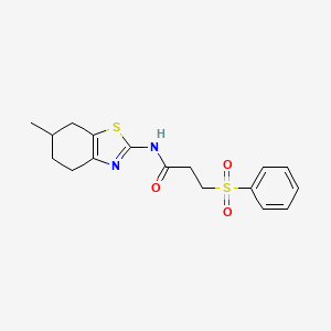 molecular formula C17H20N2O3S2 B2408503 N-(6-甲基-4,5,6,7-四氢苯并[d]噻唑-2-基)-3-(苯磺酰基)丙酰胺 CAS No. 868675-73-4