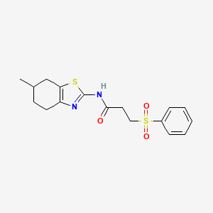 molecular formula C17H20N2O3S2 B2408503 3-(benzenesulfonyl)-N-(6-methyl-4,5,6,7-tetrahydro-1,3-benzothiazol-2-yl)propanamide CAS No. 868675-73-4