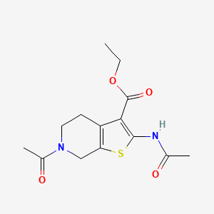 molecular formula C14H18N2O4S B2408504 ethyl 2-acetamido-6-acetyl-5,7-dihydro-4H-thieno[2,3-c]pyridine-3-carboxylate CAS No. 342887-72-3