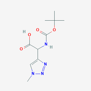 molecular formula C10H16N4O4 B2408506 2-[(2-Methylpropan-2-yl)oxycarbonylamino]-2-(1-methyltriazol-4-yl)acetic acid CAS No. 1850119-36-6