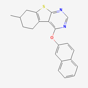 molecular formula C21H18N2OS B2408512 7-Methyl-4-naphthalen-2-yloxy-5,6,7,8-tetrahydro-[1]benzothiolo[2,3-d]pyrimidine CAS No. 670270-21-0