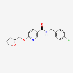 molecular formula C18H19ClN2O3 B2408513 N-(4-chlorobenzyl)-6-((tetrahydrofuran-2-yl)methoxy)nicotinamide CAS No. 2034299-97-1