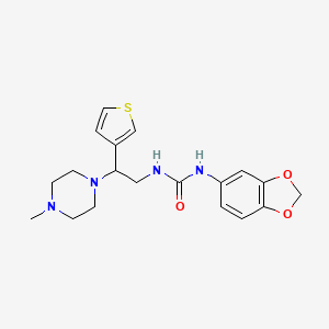 molecular formula C19H24N4O3S B2408514 1-(Benzo[d][1,3]dioxol-5-yl)-3-(2-(4-methylpiperazin-1-yl)-2-(thiophen-3-yl)ethyl)urea CAS No. 1105238-45-6