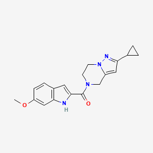 molecular formula C19H20N4O2 B2408516 (2-环丙基-6,7-二氢吡唑并[1,5-a]嘧啶-5(4H)-基)(6-甲氧基-1H-吲哚-2-基)甲苯酮 CAS No. 2034293-84-8