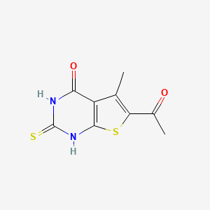 molecular formula C9H8N2O2S2 B2408517 6-acetyl-5-methyl-2-thioxo-2,3-dihydrothieno[2,3-d]pyrimidin-4(1H)-one CAS No. 898624-74-3