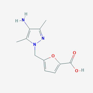 molecular formula C11H13N3O3 B2408533 5-((4-Amino-3,5-dimethyl-1H-pyrazol-1-yl)methyl)furan-2-carboxylic acid CAS No. 1245806-67-0