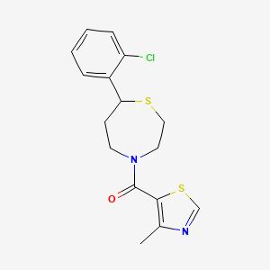 molecular formula C16H17ClN2OS2 B2408536 (7-(2-Chlorophenyl)-1,4-thiazepan-4-yl)(4-methylthiazol-5-yl)methanone CAS No. 1798515-60-2