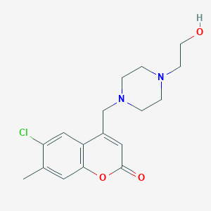 molecular formula C17H21ClN2O3 B2408537 6-chloro-4-((4-(2-hydroxyethyl)piperazin-1-yl)methyl)-7-methyl-2H-chromen-2-one CAS No. 896825-62-0
