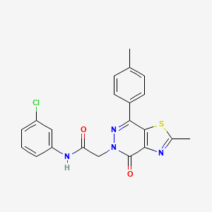 molecular formula C21H17ClN4O2S B2408539 N-(3-氯苯基)-2-(2-甲基-4-氧代-7-(对甲苯基)噻唑并[4,5-d]嘧啶-5(4H)-基)乙酰胺 CAS No. 941942-70-7