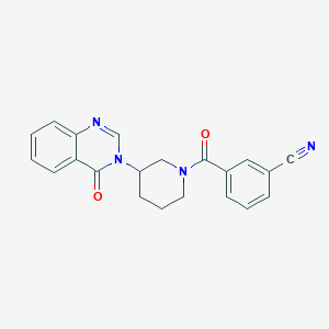 molecular formula C21H18N4O2 B2408559 3-(3-(4-oxoquinazolin-3(4H)-yl)piperidine-1-carbonyl)benzonitrile CAS No. 2034423-05-5