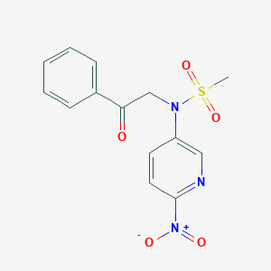 molecular formula C14H13N3O5S B240856 N-(6-nitro-3-pyridinyl)-N-(2-oxo-2-phenylethyl)methanesulfonamide 