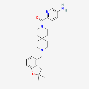 molecular formula C26H34N4O2 B2408562 (5-氨基吡啶-2-基)-[9-[(2,2-二甲基-3H-1-苯并呋喃-4-基)甲基]-3,9-二氮杂螺[5.5]十一烷-3-基]甲酮 CAS No. 929300-19-6