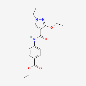 molecular formula C17H21N3O4 B2408569 ethyl 4-(3-ethoxy-1-ethyl-1H-pyrazole-4-carboxamido)benzoate CAS No. 1014045-73-8