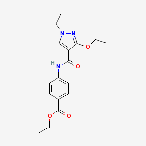 molecular formula C17H21N3O4 B2408569 Ethyl-4-(3-Ethoxy-1-ethyl-1H-pyrazol-4-carboxamido)benzoat CAS No. 1014045-73-8