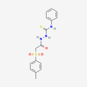 molecular formula C16H17N3O3S2 B2408578 2-{2-[(4-甲苯磺酰)乙酰]-N-苯基-1-肼基碳硫酰胺} CAS No. 1022732-73-5