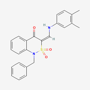 molecular formula C24H22N2O3S B2408587 (E)-1-benzyl-3-(((3,4-dimethylphenyl)amino)methylene)-1H-benzo[c][1,2]thiazin-4(3H)-one 2,2-dioxide CAS No. 893314-39-1