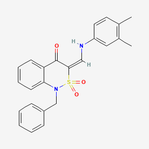 molecular formula C24H22N2O3S B2408587 (E)-1-benzyl-3-(((3,4-diméthylphényl)amino)méthylène)-1H-benzo[c][1,2]thiazin-4(3H)-one 2,2-dioxyde CAS No. 893314-39-1