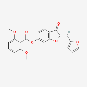molecular formula C23H18O7 B2408588 (Z)-2-(furan-2-ylmethylene)-7-methyl-3-oxo-2,3-dihydrobenzofuran-6-yl 2,6-dimethoxybenzoate CAS No. 896080-68-5