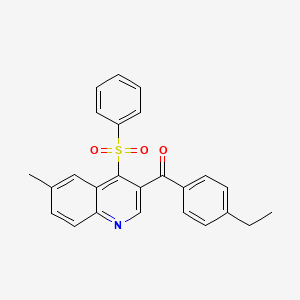 molecular formula C25H21NO3S B2408590 (4-Ethylphenyl)(6-methyl-4-(phenylsulfonyl)quinolin-3-yl)methanone CAS No. 866895-48-9